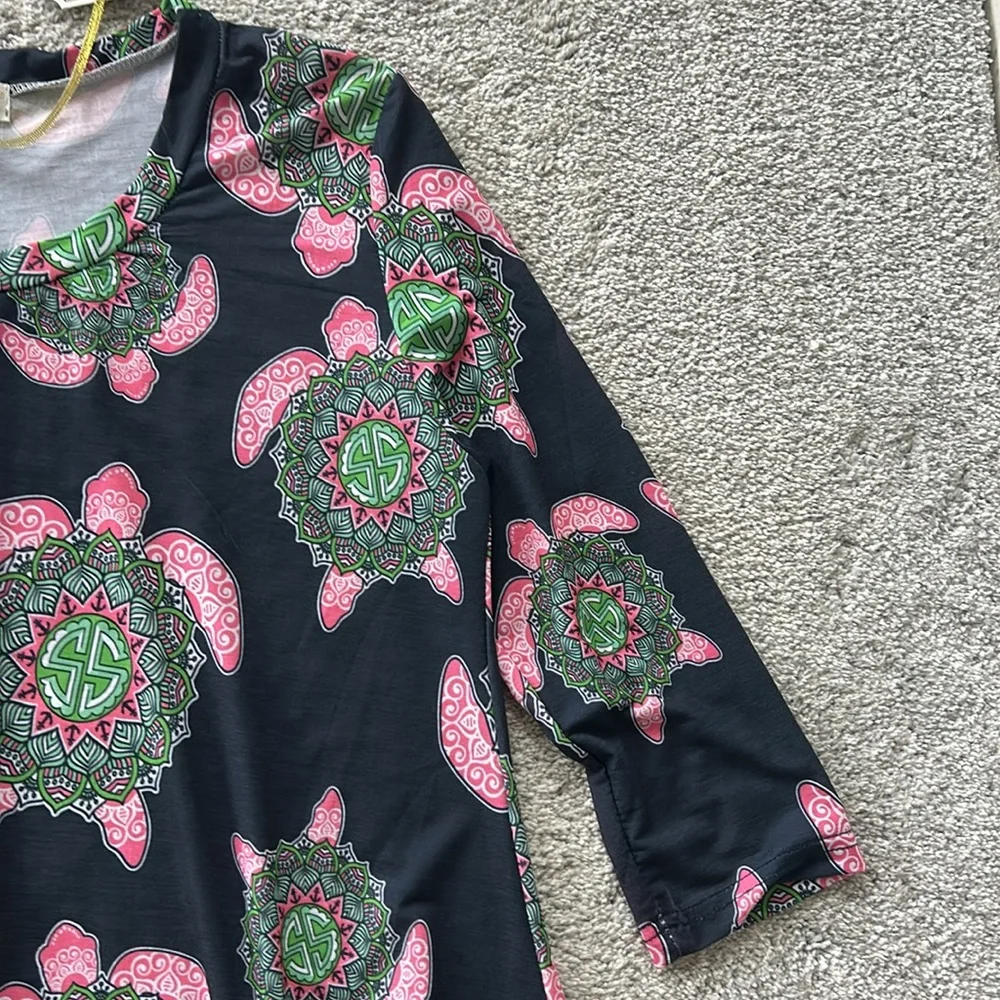 Simply Southern 3/4 Sleeve Boho Turtle Dress/Tunic - Picture 3 of 6